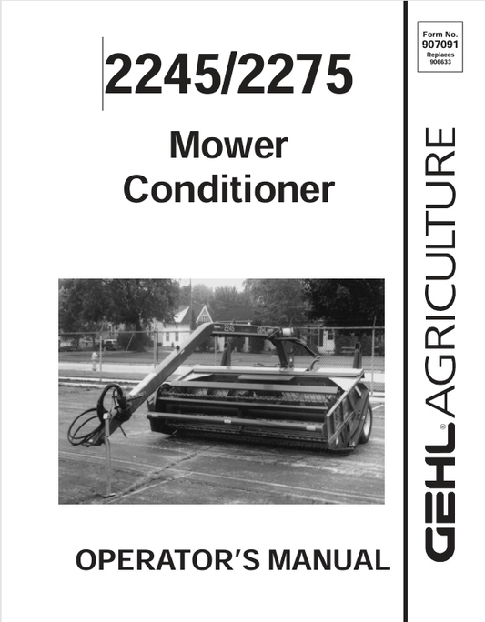 GEHL 2245, 2275 DISC (907091A) OPERATOR MANUAL - PDF FILE