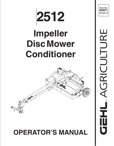 GEHL 2512 IMPELLER DISC (909871) OPERATOR MANUAL PDF DOWNLOAD