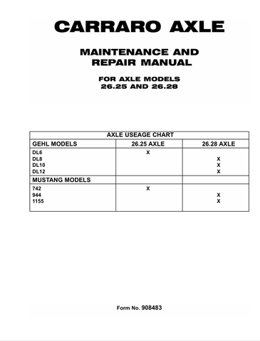 GEHL 26.25, 26.28 (908483) MAINTENANCE AND REPAIR MANUAL PDF DOWNLOAD
