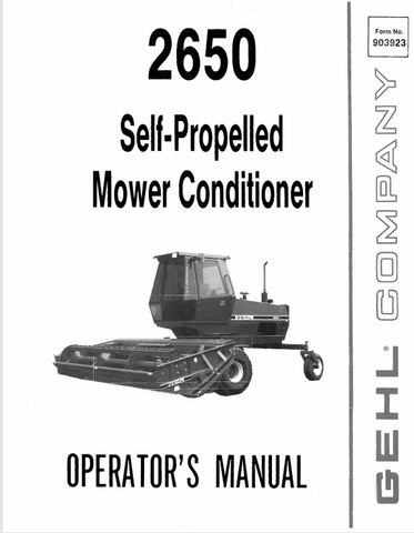  GEHL 2650 SELF-PROPELLED (903923) OPERATOR MANUAL PDF DOWNLOAD