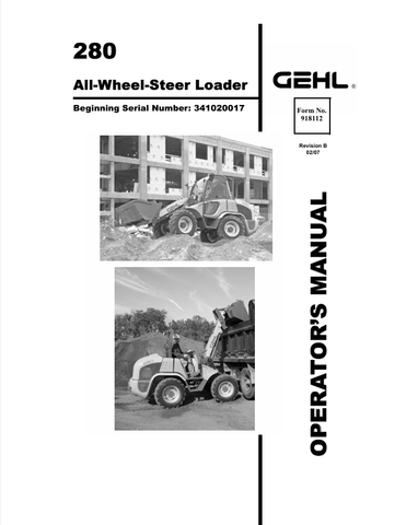 GEHL 280 ALL-WHEEL-STEER LOADER (918112B) OPERATOR MANUAL - PDF FILE