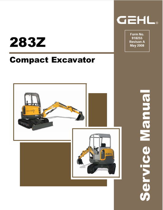 GEHL 283Z COMPACT EXCAVATORS (918255A) SERVICE MANUAL - PDF FILE