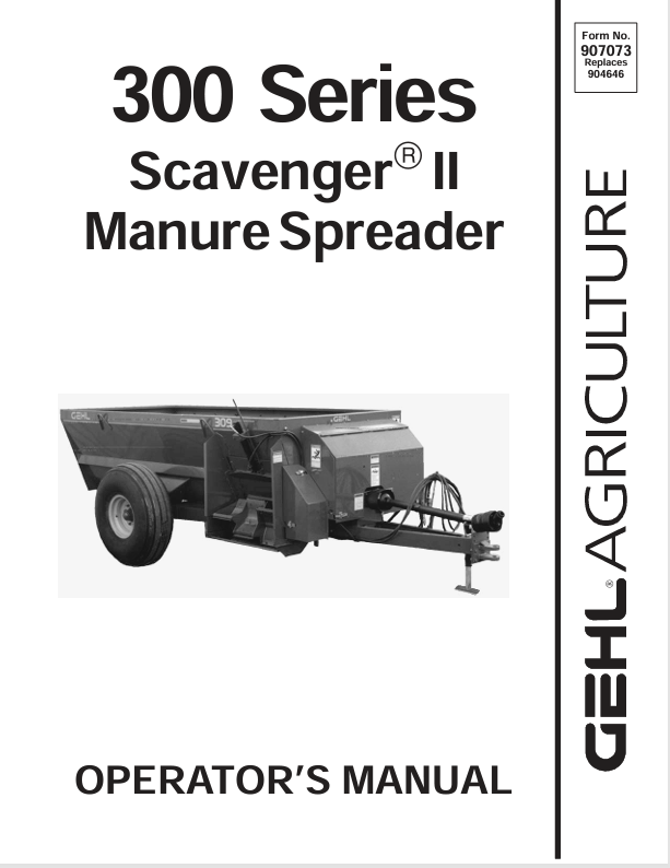 GEHL 300 MANURE SPREADER (607073A) OPERATOR MANUAL - PDF FILE