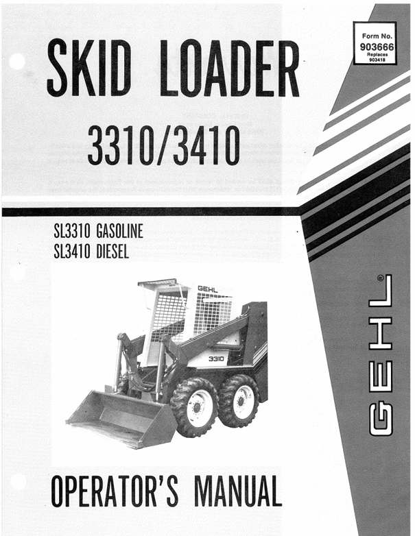 GEHL 3310, 3410 SKID LOADER (903666) OPERATOR MANUAL - PDF FILE