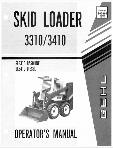 GEHL 3310, 3410 SKID LOADER (903666) OPERATOR MANUAL PDF DOWNLOAD
