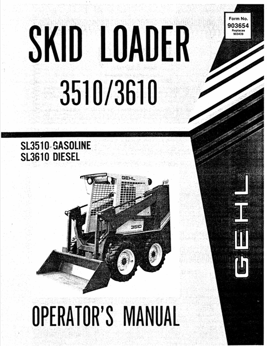GEHL 3510, 1610 (903654) OPERATOR MANUAL - PDF FILE