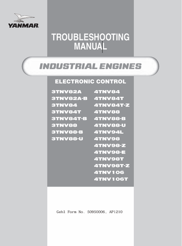 GEHL 3TNV, 4TNV (50950006) TROUBLESHOOTING MANUAL - PDF FILE