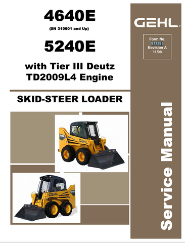 GEHL 4640E, 5240E SKID STEER (917295) SERVICE MANUAL - PDF FILE