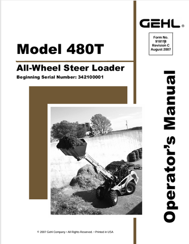 GEHL 480T ALL-WHEEL-STEER LOADER (918118C) OPERATOR MANUAL - PDF FILE