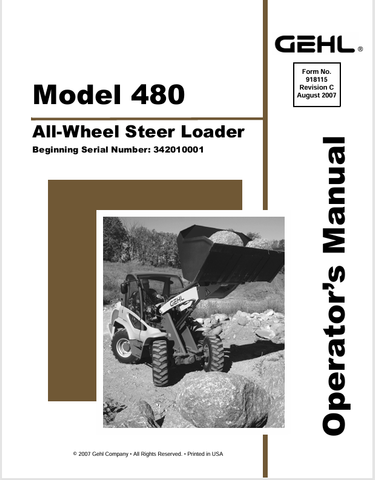 GEHL 480 ALL WHEEL STEER LOADER (918115C) OPERATOR MANUAL PDF DOWNLOAD