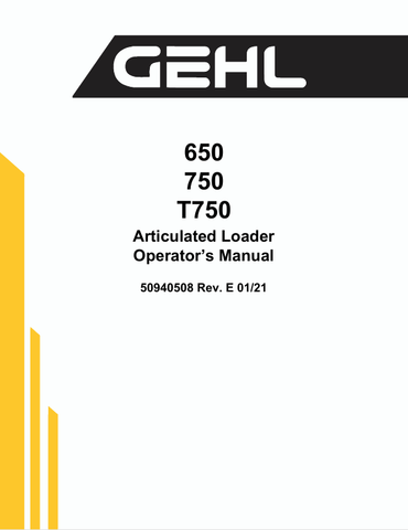 GEHL 650, 750, T750 (50940508) OPERATOR MANUAL - PDF FILE