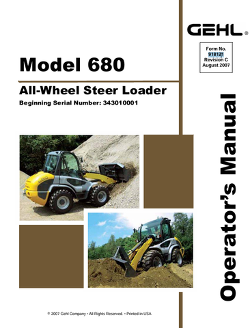 GEHL 680 ALL WHEEL STEER LOADER (918121C) OPERATOR MANUAL PDF DOWNLOAD