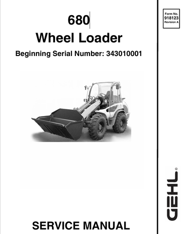 GEHL 680 WHEEL LOADER (918123A) SERVICE MANUAL - PDF FILE