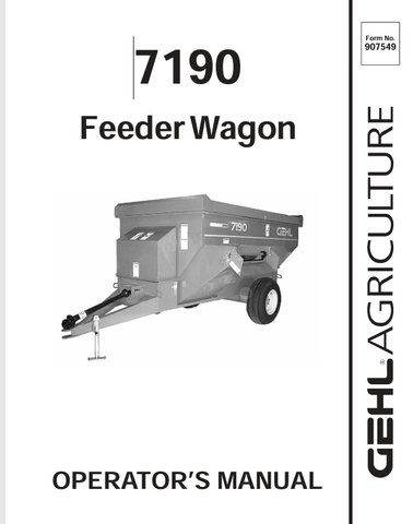 GEHL 7190 FEEDER WAGON (907549) OPERATOR MANUAL PDF DOWNLOAD