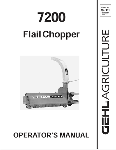 GEHL 7200 FLAIL CHOPPER (907111) OPERATOR MANUAL PDF DOWNLOAD