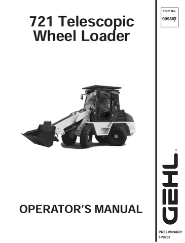 GEHL 721 TELESCOPIC WHEEL LOADER (909887) OPERATOR MANUAL PDF DOWNLOAD