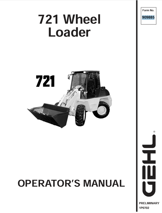 GEHL 721 WHEEL LOADER (909885) OPERATOR MANUAL PDF DOWNLOAD