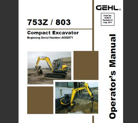 UNLOCK THE FULL POTENTIAL OF YOUR GEHL 753Z AND 803 COMPACT EXCAVATORS WITH OUR COMPREHENSIVE OPERATOR’S MANUAL IN PDF FORMAT. 