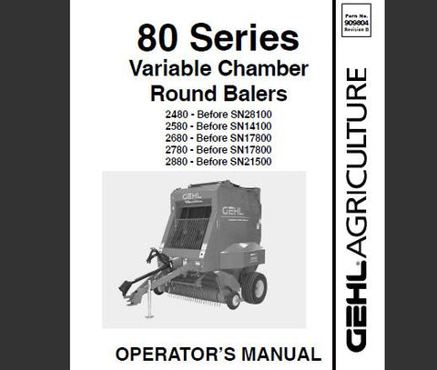 ENHANCE YOUR BALING EFFICIENCY WITH THE GEHL 80 SERIES VARIABLE CHAMBER ROUND BALERS OPERATOR’S MANUAL, AVAILABLE IN A CONVENIENT PDF FORMAT.