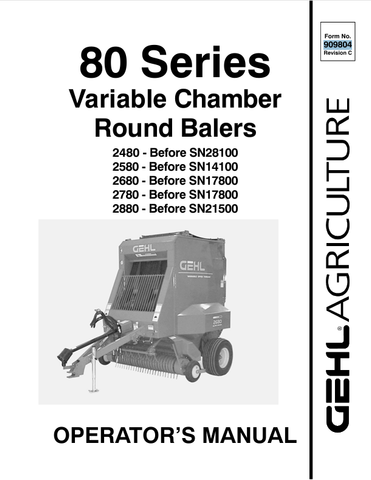 GEHL 80 SERIES VARIABLE (909804C) OPERATOR MANUAL - PDF FILE