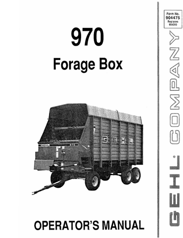 GEHL 970 FORAGE BOX (904475A) OPERATOR MANUAL - PDF FILE