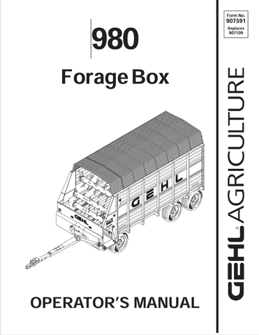 GEHL 980 FORAGE BOX (907591A) OPERATOR MANUAL - PDF FILE
