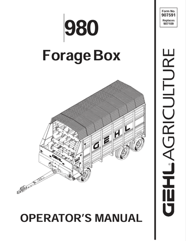 GEHL 980 FORAGE BOX (907591) OPERATOR MANUAL PDF DOWNLOAD