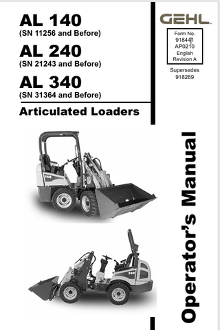 GEHL AL 140, AL 240, AL 340 (918441A) OPERATOR MANUAL PDF DOWNLOAD