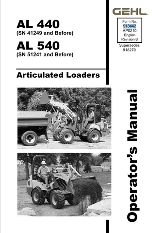 GEHL AL 440, AL 540 (918442A) OPERATOR MANUAL - PDF FILE
