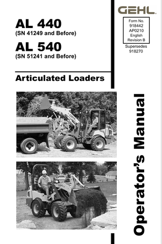 GEHL AL 440, AL 540 (918442B) OPERATOR MANUAL PDF DOWNLOAD