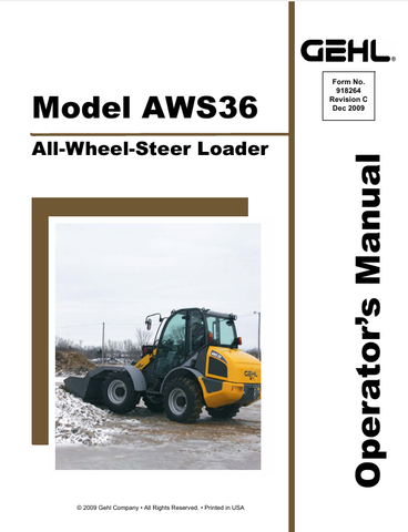 GEHL AWS36  STEER LOADER (918264C) OPERATOR MANUAL PDF DOWNLOAD