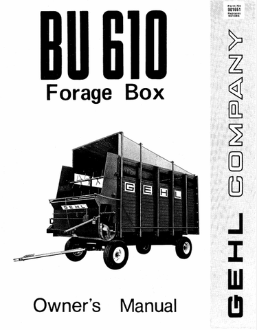 GEHL BU610 FORAGE BOX (901651) OPERATOR MANUAL PDF DOWNLOAD