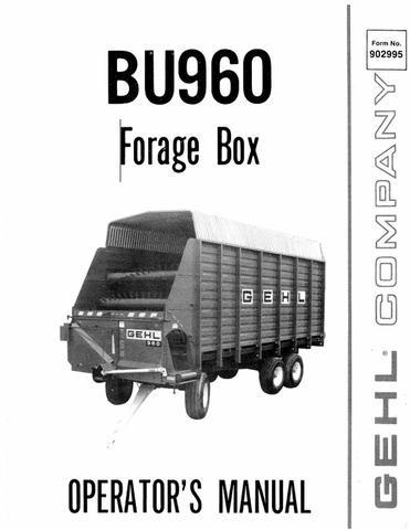 GEHL BU960 FORAGE BOX (902995) OPERATOR MANUAL PDF DOWNLOAD