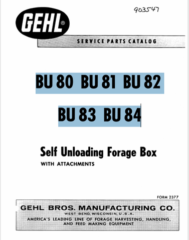 GEHL BU 80, BU 81, BU 82, BU83 (903547) OPERATOR MANUAL PDF DOWNLOAD
