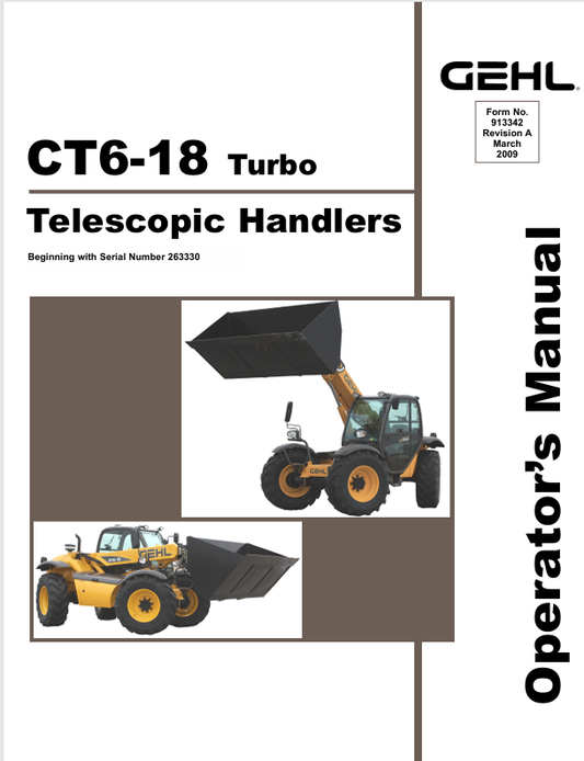 GEHL CT6-18 TELESCOPIC HANDLER (913342A) OPERATOR MANUAL - PDF FILE
