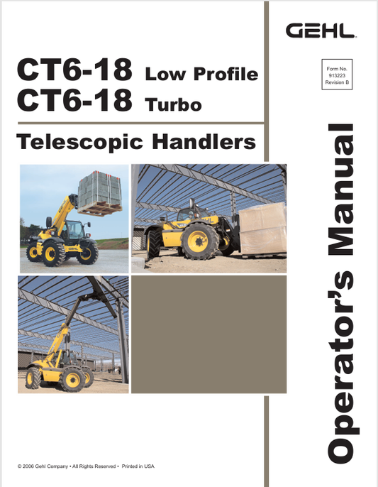 GEHL CT6-18 TURBO (913223B) OPERATOR MANUAL - PDF FILE