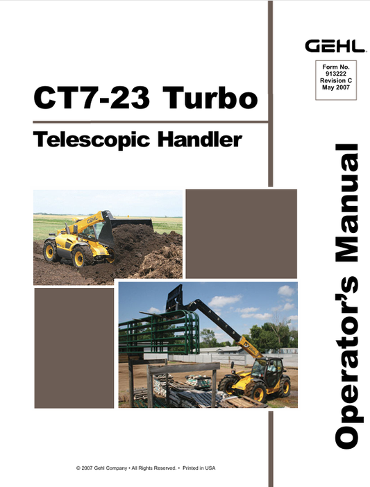 GEHL CT7-23 TURBO (913222C) OPERATOR MANUAL - PDF FILE