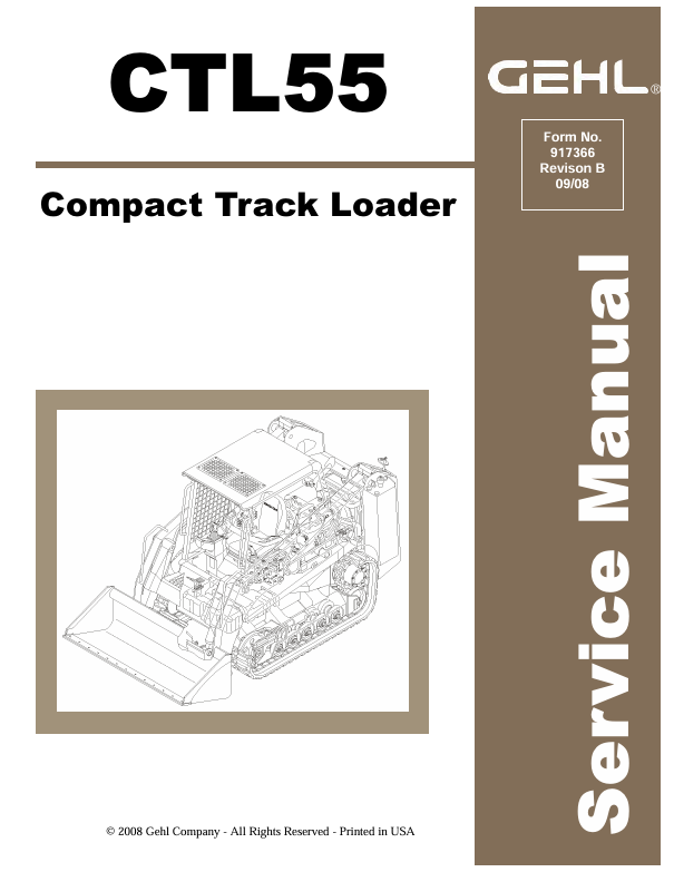 GEHL CTL55 COMPACT TRACK LOADER (917366) SERVICE MANUAL - PDF FILE