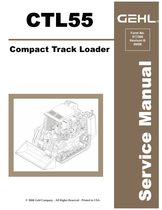 GEHL CTL55 COMPACT TRACK LOADER (917366) SERVICE MANUAL - PDF FILE