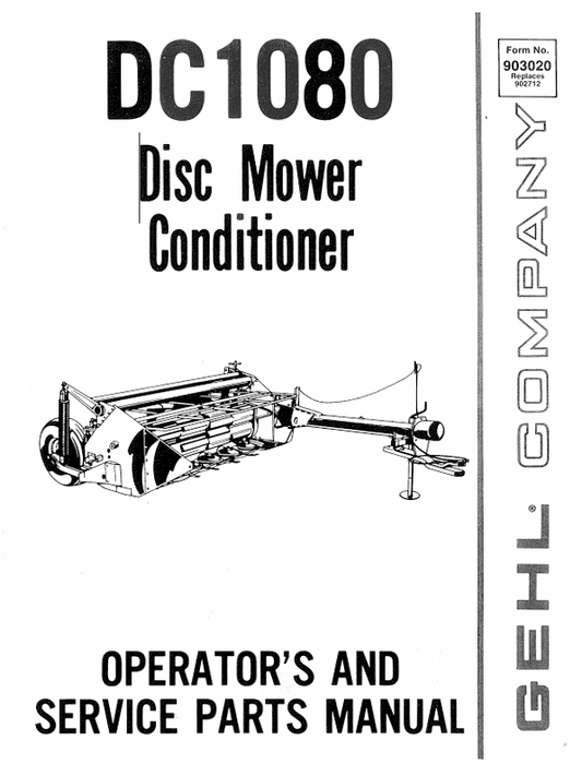 GEHL DC1080 (903020A) OPERATOR MANUAL - PDF FILE
