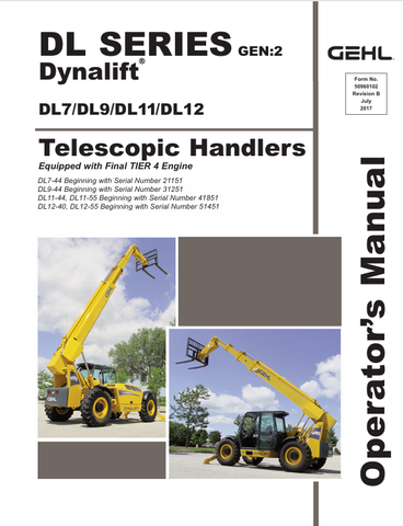 GEHL DL SERIES (50960102A) OPERATOR MANUAL - PDF FILE