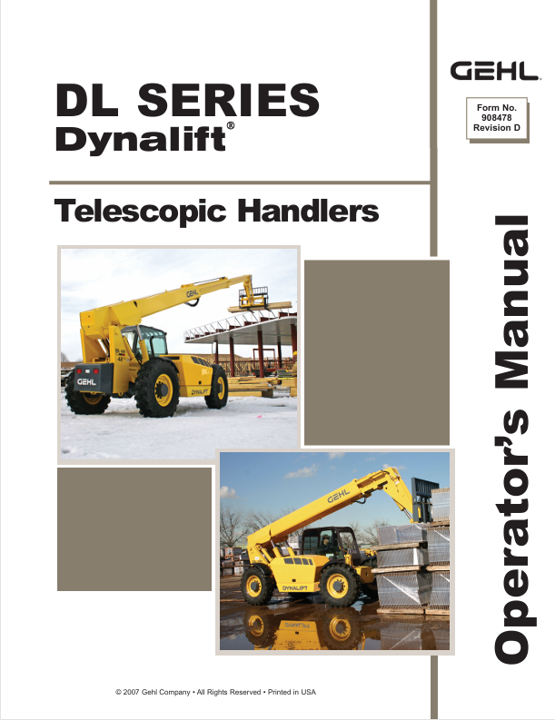 GEHL DL SERIES (908478D) OPERATOR MANUAL - PDF FILE