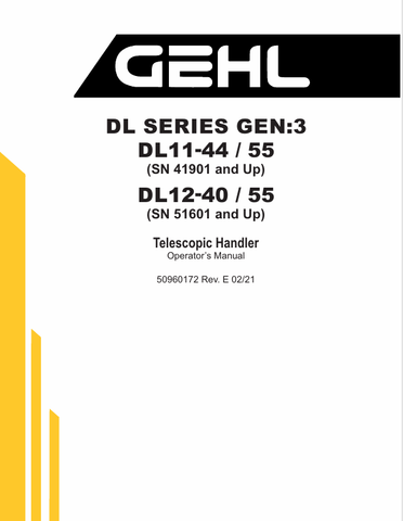 GEHL DL SERIES TELESCOPIC (50960172) OPERATOR MANUAL - PDF FILE