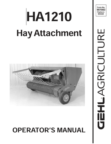 GEHL HA1210 HAY ATTACHMENT (907083A) OPERATOR MANUAL - PDF FILE