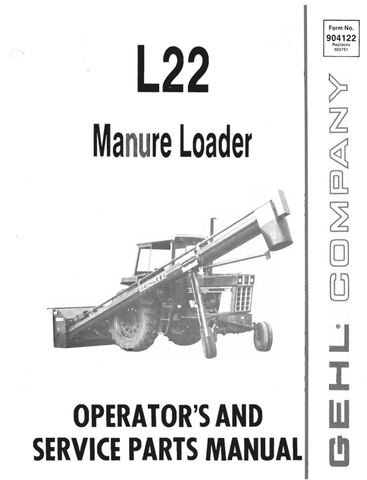 GEHL L22 MANURE LOADER (904122) OPERATOR MANUAL PDF DOWNLOAD