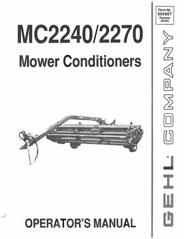 GEHL MC2240, 2270 (904987) OPERATOR MANUAL PDF DOWNLOAD