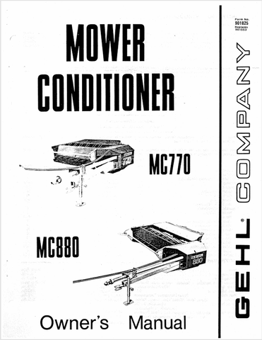 GEHL MC770, MC880 (901825A) OPERATOR MANUAL - PDF FILE