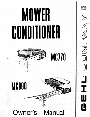 GEHL MC770, MC880 (901825) OPERATOR MANUAL PDF DOWNLOAD