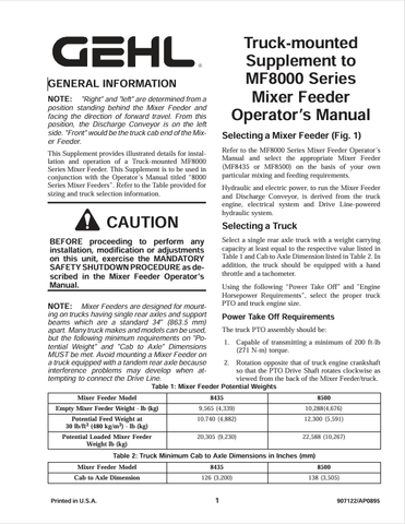 GEHL MF8000 SERIRES (907122A) OPERATOR MANUAL PDF DOWNLOAD