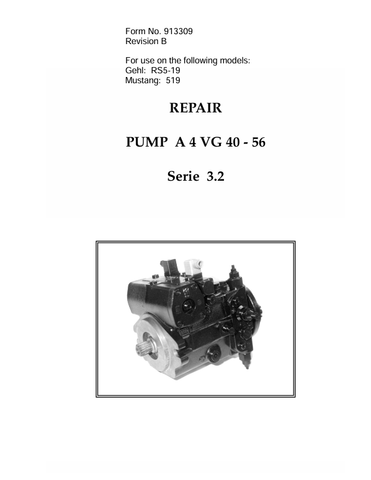 GEHL PUMP  A 4 VG 40 - 56 (913309B) REPAIR MANUAL PDF DOWNLOAD